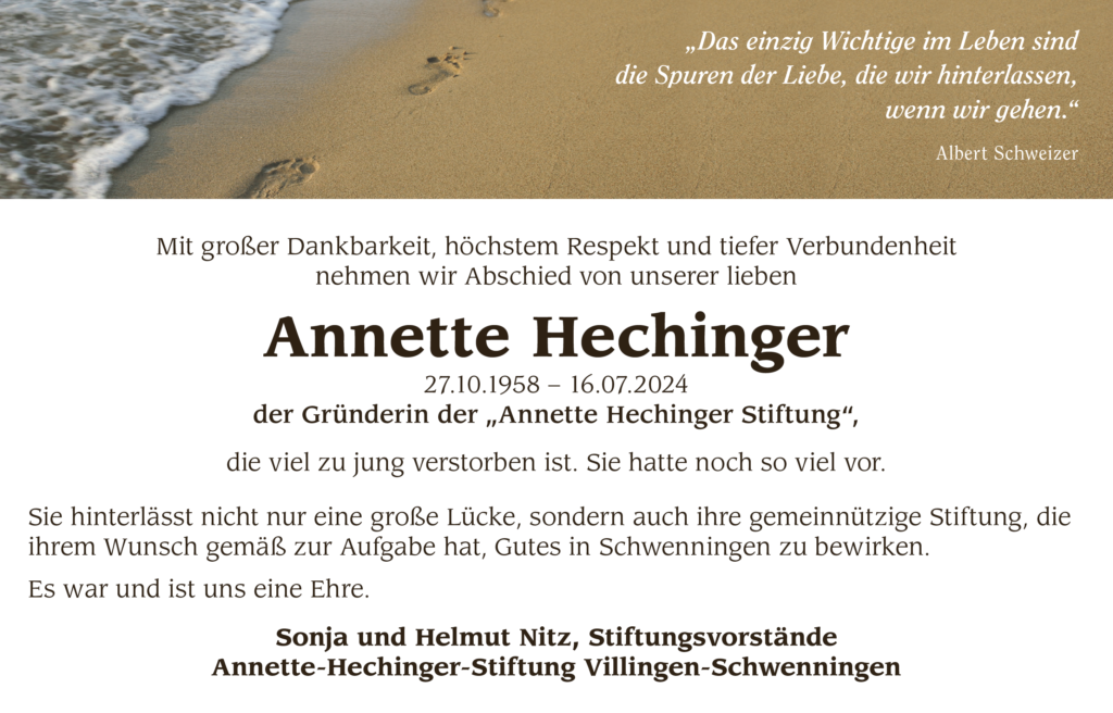 Nachruf Annette Hechinger